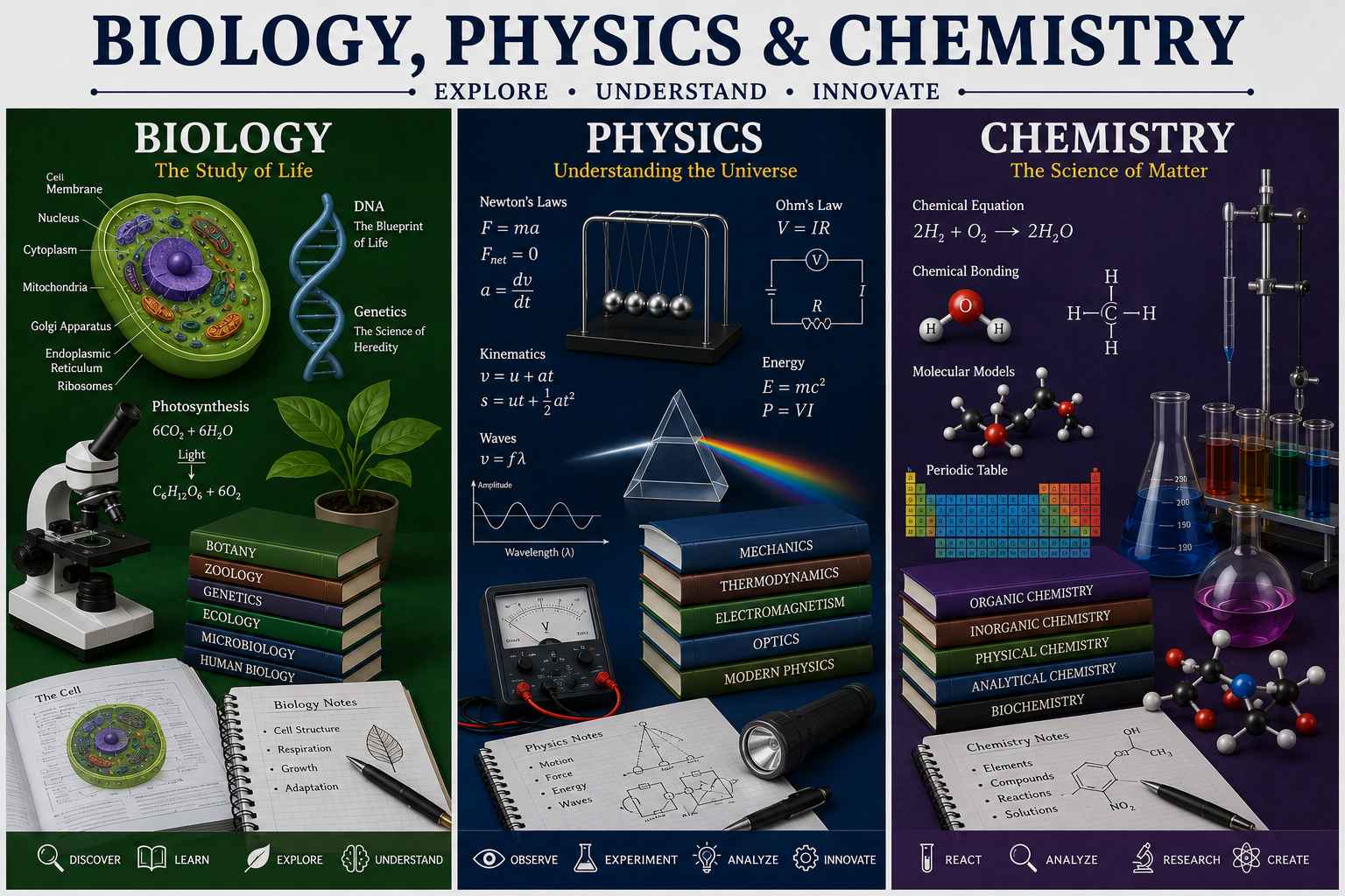 BiPC Course - Biology, Physics & Chemistry Infographic