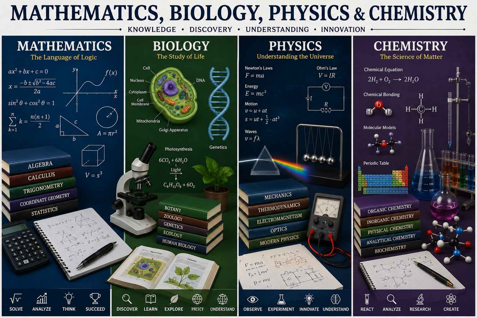 MBiPC Course - Mathematics, Biology, Physics & Chemistry Infographic